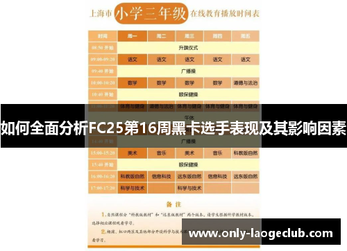 如何全面分析FC25第16周黑卡选手表现及其影响因素